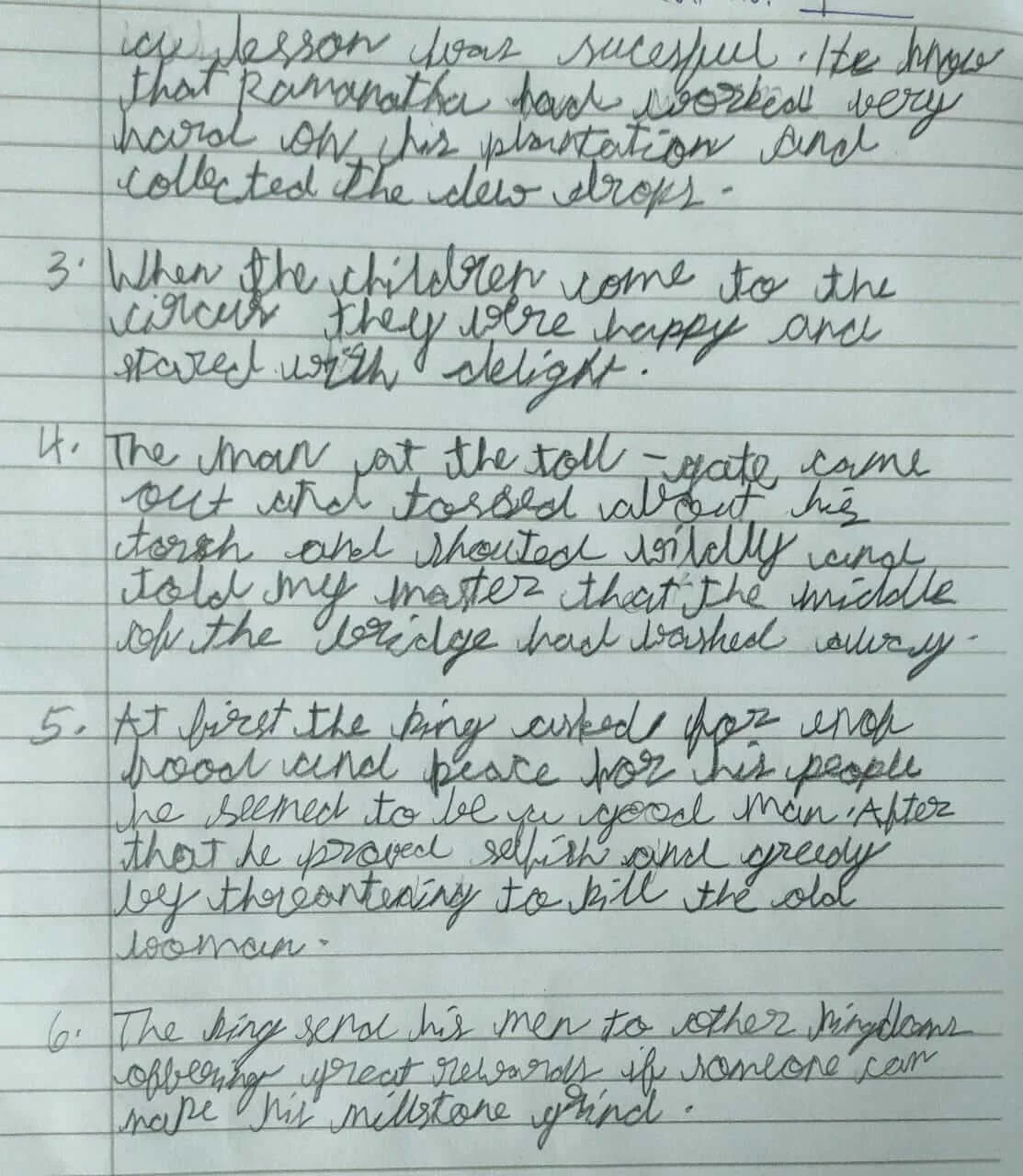 Handwriting before the Smart Kids programme — student in Chennai
